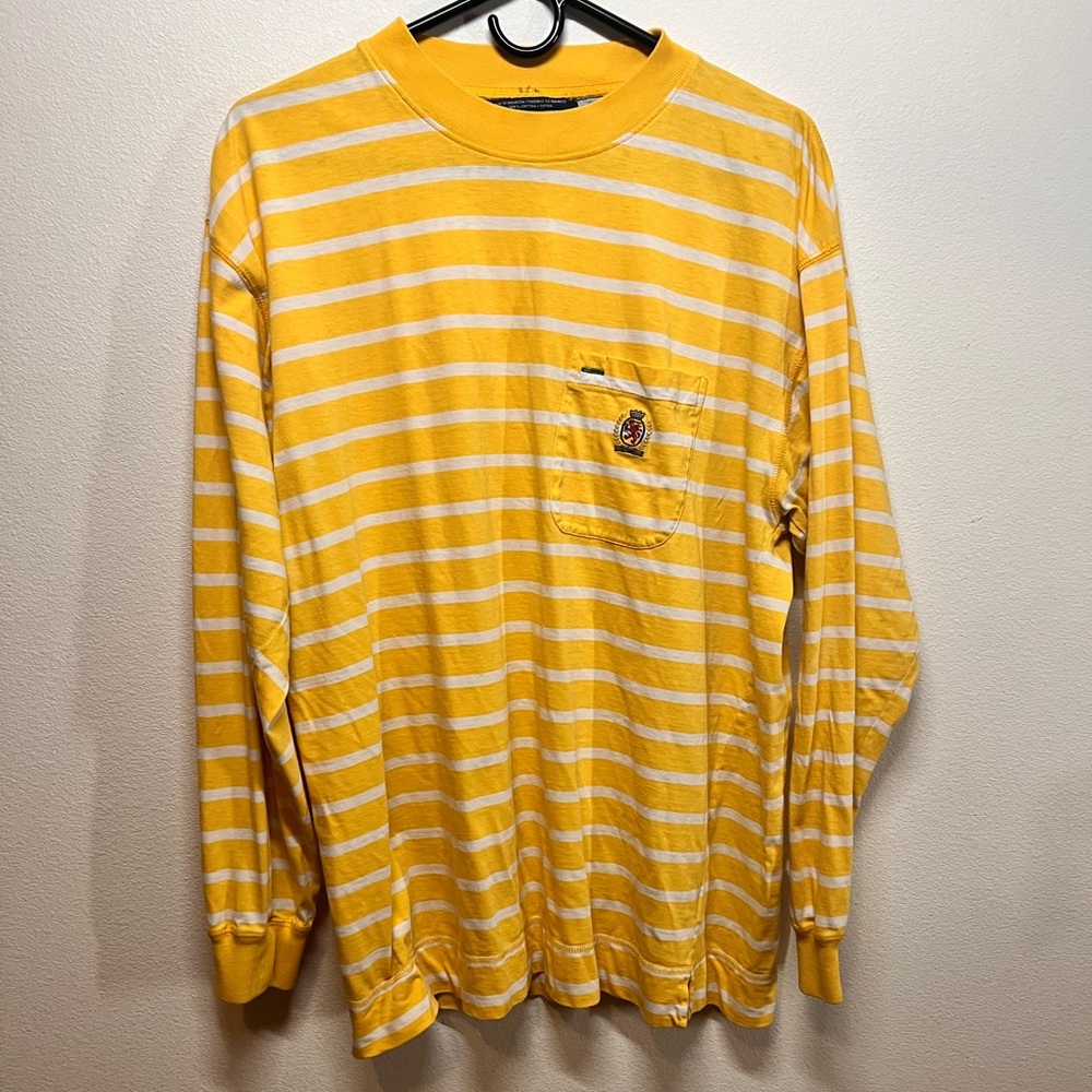 Tommy Hilfiger Yellow and White Striped Tee